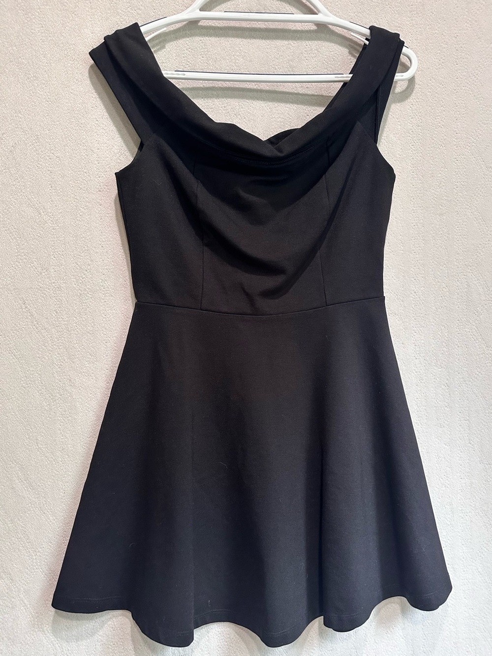Lulus Black Seasons of Fun Sleeveless Fit-and-Flare Dress Drape Collar Sz S